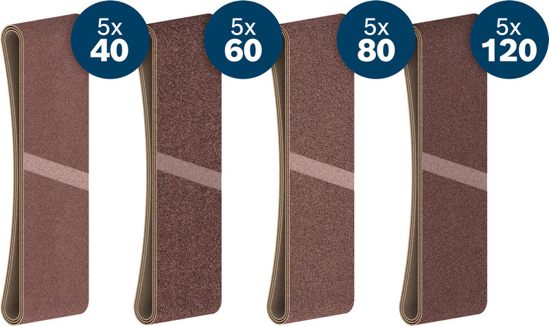 Bosch PRO X440 Schleifbänder 75x533 mm verschiedene Körnungen. Produktbild
