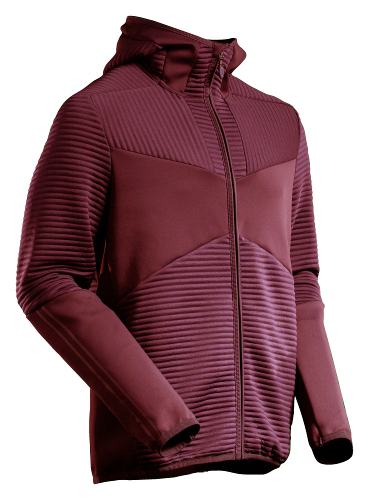 Produktfoto Fleecepullover, Kapuze, Reißverschluss Microfleecejacke Größe 2XL, bordeaux