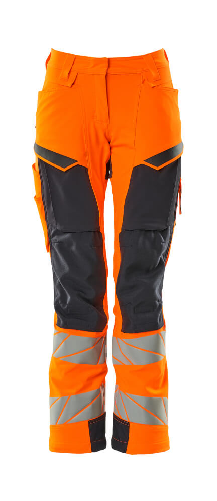 Produktfoto Hose, Damen,DIAMOND, Knietaschen,Stretch Hose Größe 76C34, hi-vis orange/schwarzblau