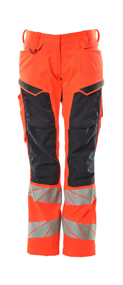 Produktfoto Hose, Damen,DIAMOND, Knietaschen,Stretch Hose Größe 76C34, Hi-vis rot/schwarzblau