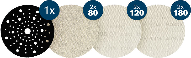 Bosch EXPERT M480 Schleifnetz-Set, 150 mm, verschiedene Körnungen. Produktbild