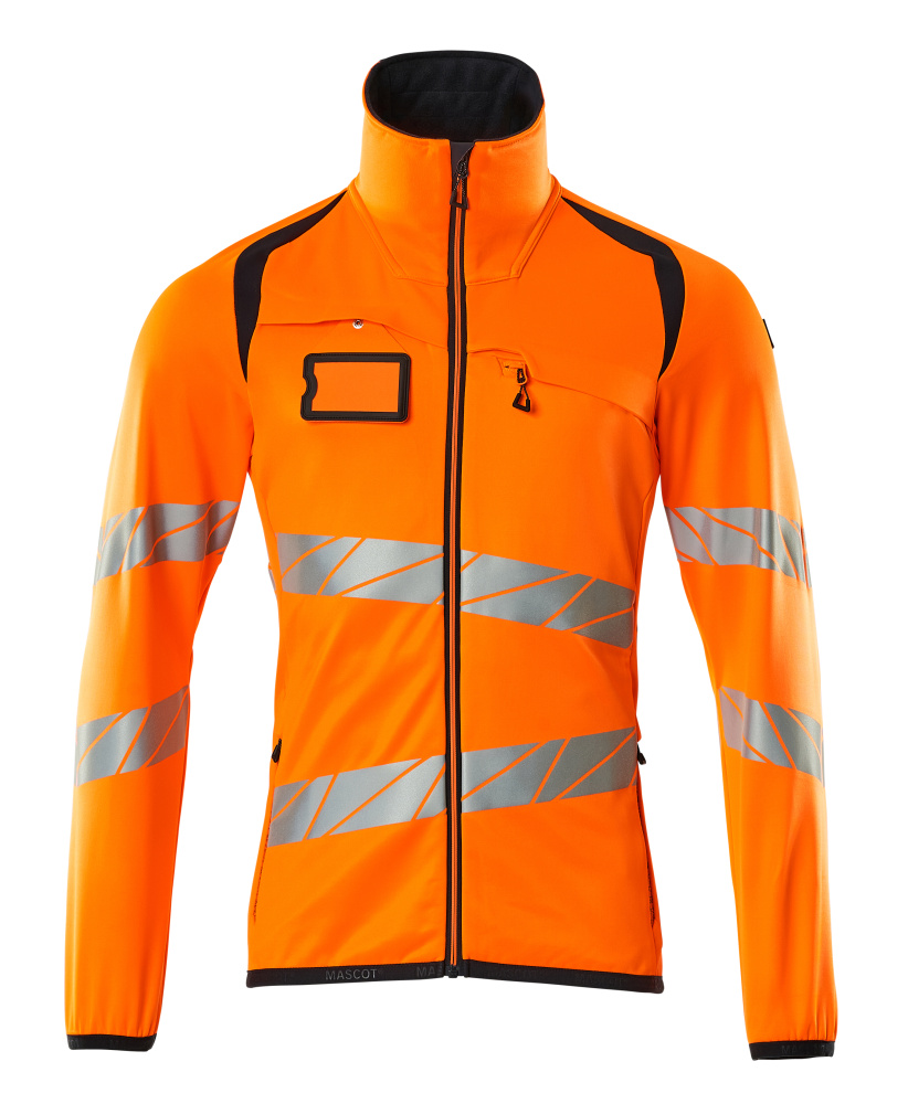 Produktfoto Fleecepullover mit Reißverschluss Microfleecejacke Größe 2XL, hi-vis orange/schwarzblau