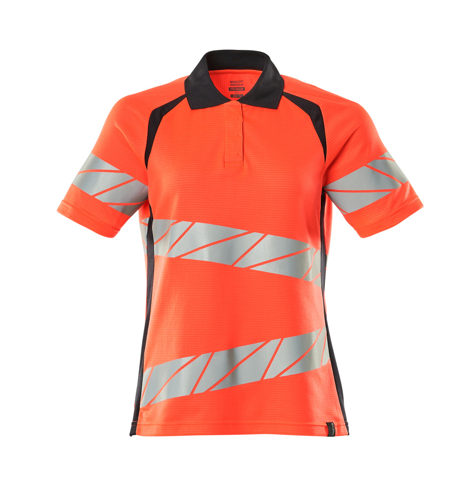 Produktfoto Polo-Shirt, Damenpassform Polo-shirt Größe 2XLONE, Hi-vis rot/schwarzblau