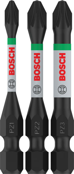 PRO Pozidriv Impact Bit Set, PZ1, PZ2, PZ3, 55 mm, 3-tlg.