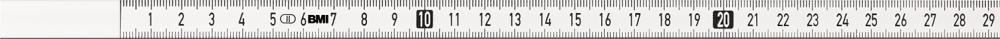 Bandmaß selbstklebend 10mx13mm weiß links BMI