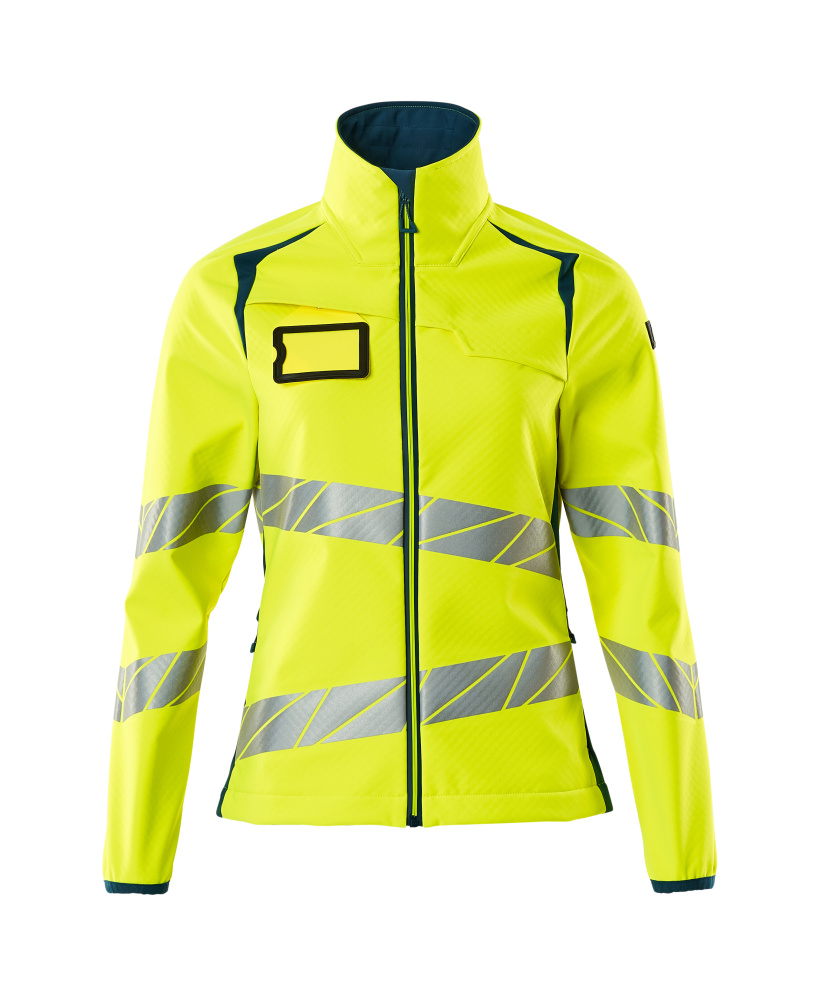 Produktfoto Soft Shell Jacke, Damenpassform Soft Shell Jacke Größe 2XL, hi-vis gelb/dunkelpetroleum