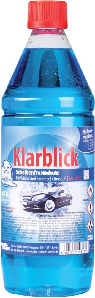 ROBBYROB Scheibenfrostsc-hutz Klarblick hellblau Konzentrat bis -60°Celsi-us 1l-Flasche