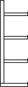 Kragarmregal L Anbaufeld B1000xT500xH2000 mm einseitig RAL 5010 4 Arme Traglast 175kg