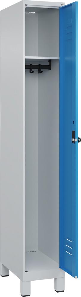 Garderobenschrank CLASSICB300xT500xH1950 mm RAL 7035/5012, 1 Abteil mit 100 mm hohen Füßen Garderobenschrank CLASSICB300xT500xH1950 mm RAL 7035/5012, 1 Abteil mit 100 mm hohen Füßen
