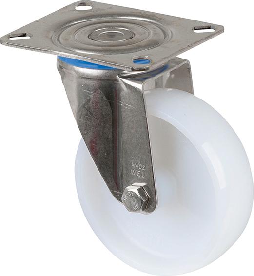 BS ROLLEN Lenkrolle H100.A90.101 ohne Feststeller Rad ø100mm 200kg edelstahl