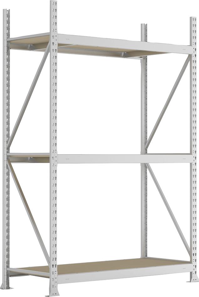 Weitspannregal MINI-RACK B1400xT1050xH2200 mm Anbaufeld 3 Spanplatten Fachlast 600 kg META