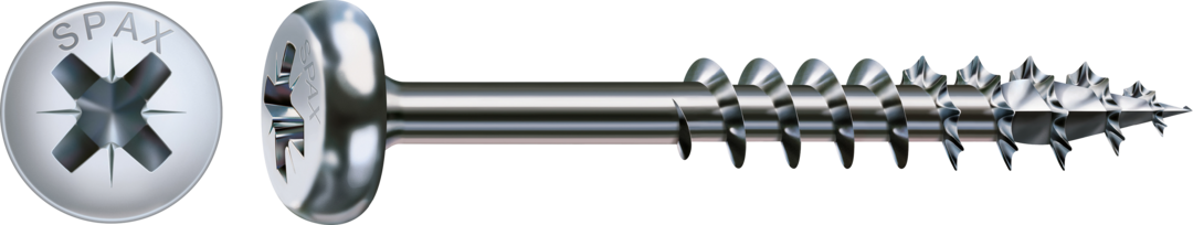 ABC Spax-Schrauben blau verz. Halbrundkopf, Kreuzschlitz  5,0 x 90 Vo 4CUT-Spitze, gehärtet, gleitbeschichtet