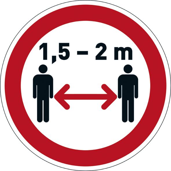 Gebotsaufkleber "Abstand halten" Ø430mm ablösbar Gebotsaufkleber "Abstand halten" Ø430mm ablösbar