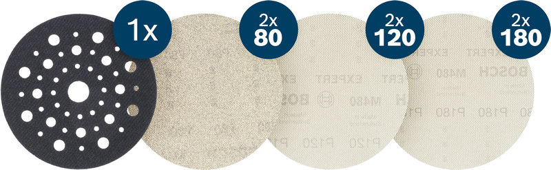Bosch EXPERT M480 Schleifnetz-Set, 125 mm gemischte Körnungen. Produktbild