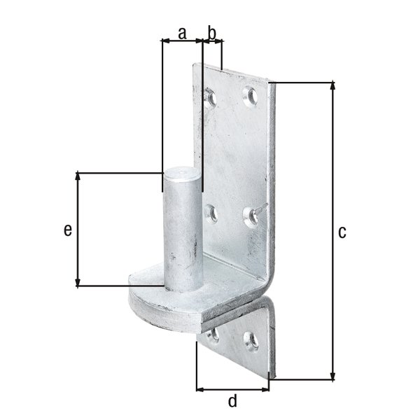 Kloben auf Platte,feuerverzinkt,Dorn Ø20 mm,Abstand 20 mm,Platte HxB167x60 mm