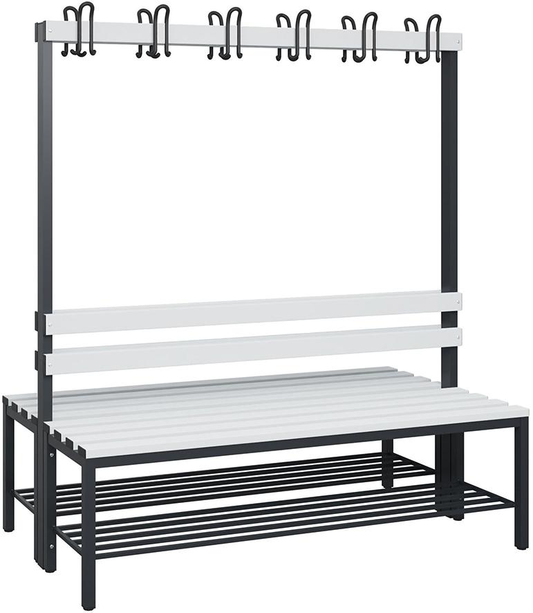 C+P Doppelseitiger Garde-robenschrank Kunststoff mit Schuhrost 4 Füße B15-00xT770xH1716mm RAL7021