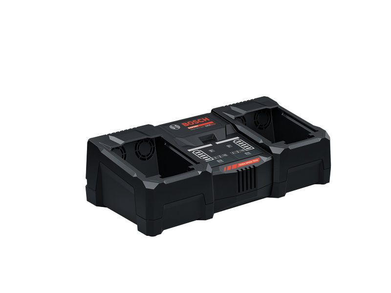 Bosch EXAL18V2-320 Doppel-Akkuladegerät, ultraschnelles Laden. Produktbild dynamisch