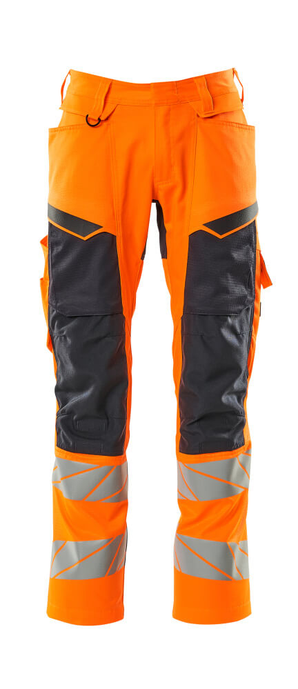 Produktfoto Hose mit Knietaschen, Stretch-Einsätze Hose Größe 76C46, hi-vis orange/schwarzblau