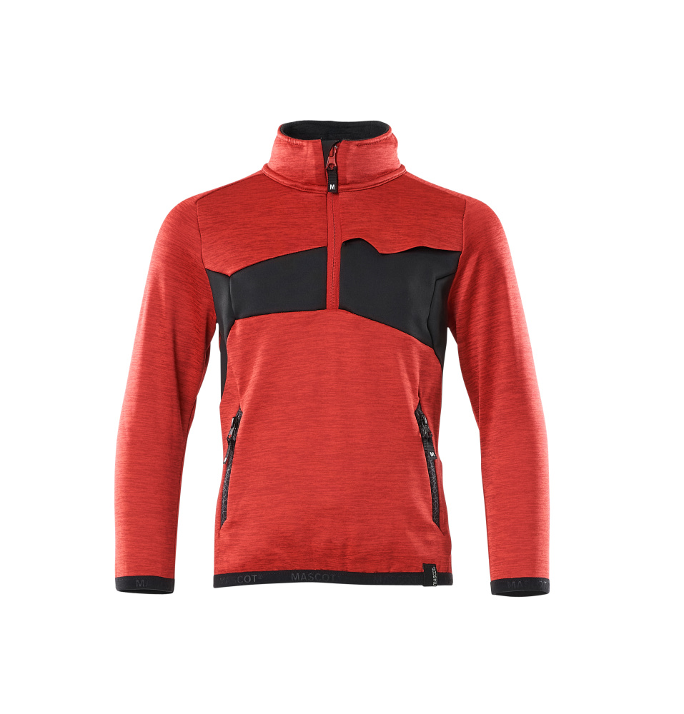 Produktfoto Fleecepullover für Kinder, kurzer Zipper Pullover für Kinder Größe 104, verkehrsrot/schwarz