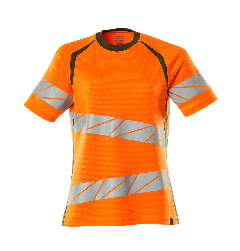 Produktfoto T-Shirt, Damenpassform T-shirt Größe 2XLONE, hi-vis orange/moosgrün