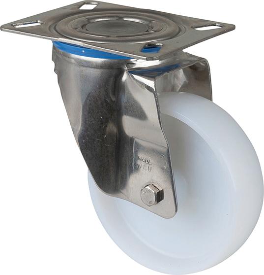 BS ROLLEN Lenkrolle H100.A90.127 ohne Feststeller Rad ø125mm 250kg edelstahl