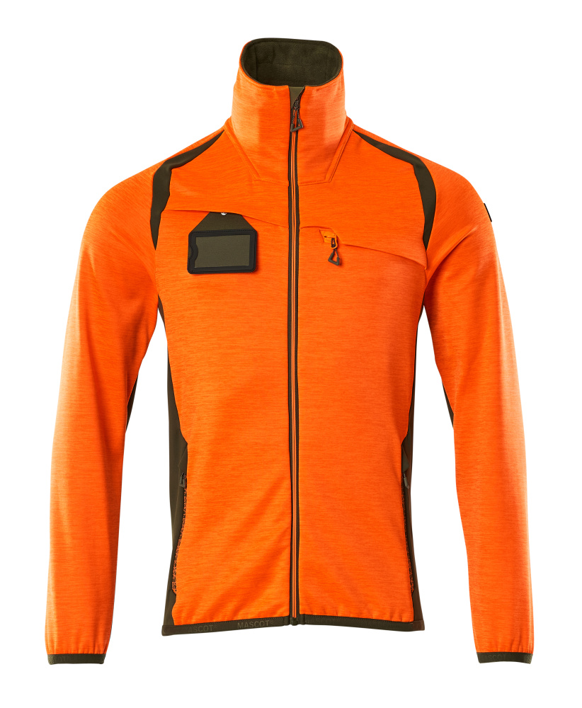 Produktfoto Fleecepullover mit Reißverschluss Microfleecejacke Größe 2XL, hi-vis orange/moosgrün