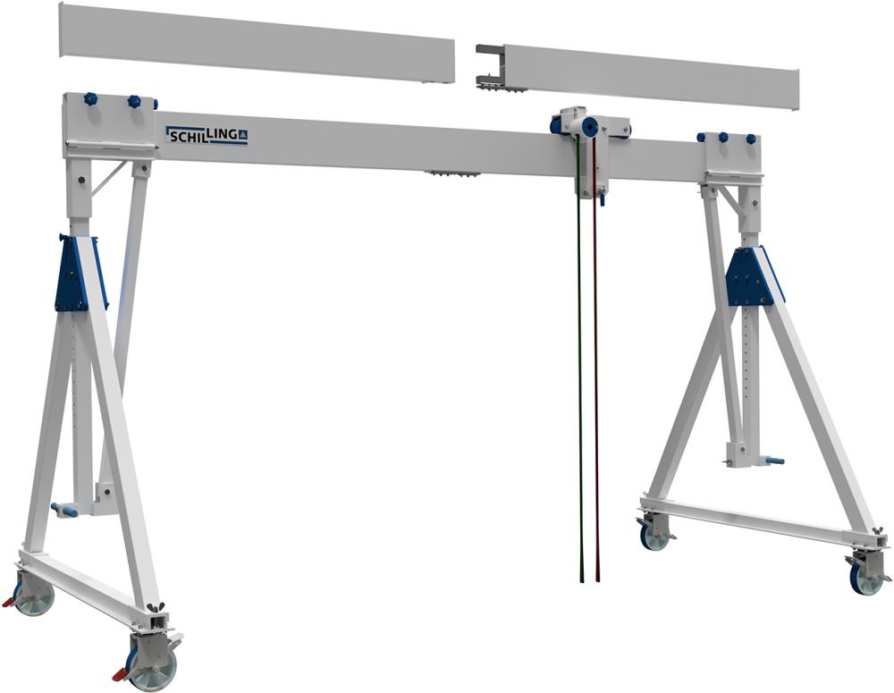 SCHILLING Aluportalkran fahrbar Höhe 1699-2099mm 500kg TL 4000mm Alu-Einzel-Träger