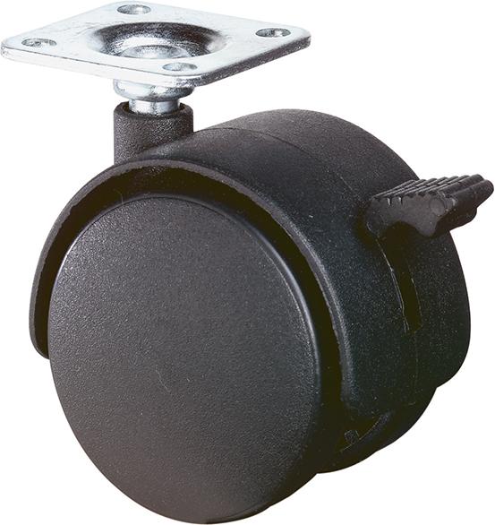Kst.-Doppelrolle 40mm F8542x42mm Platte m.Festst. F85.040.PL BS ROLLEN