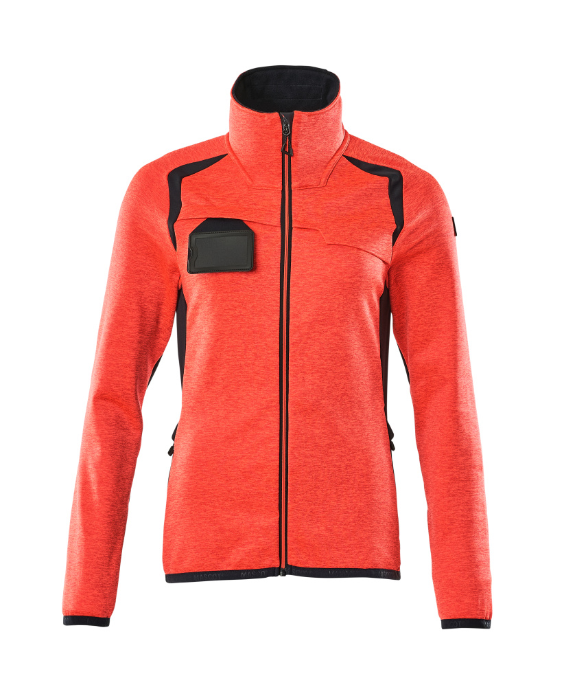 Produktfoto Fleecepullover mit Reißverschluss, Damen Microfleecejacke Größe 2XL, Hi-vis rot/schwarzblau
