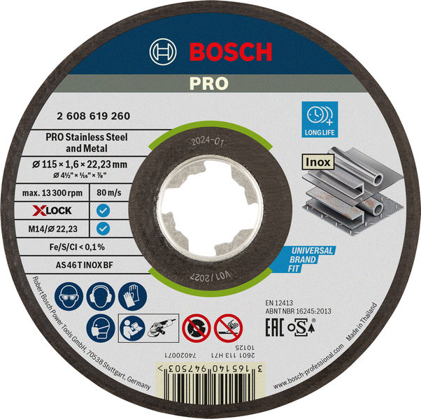 PRO Stainless Steel and Metal X-Lock Trennscheibe, 115 x 1.6 x 22.23 mm, gerade