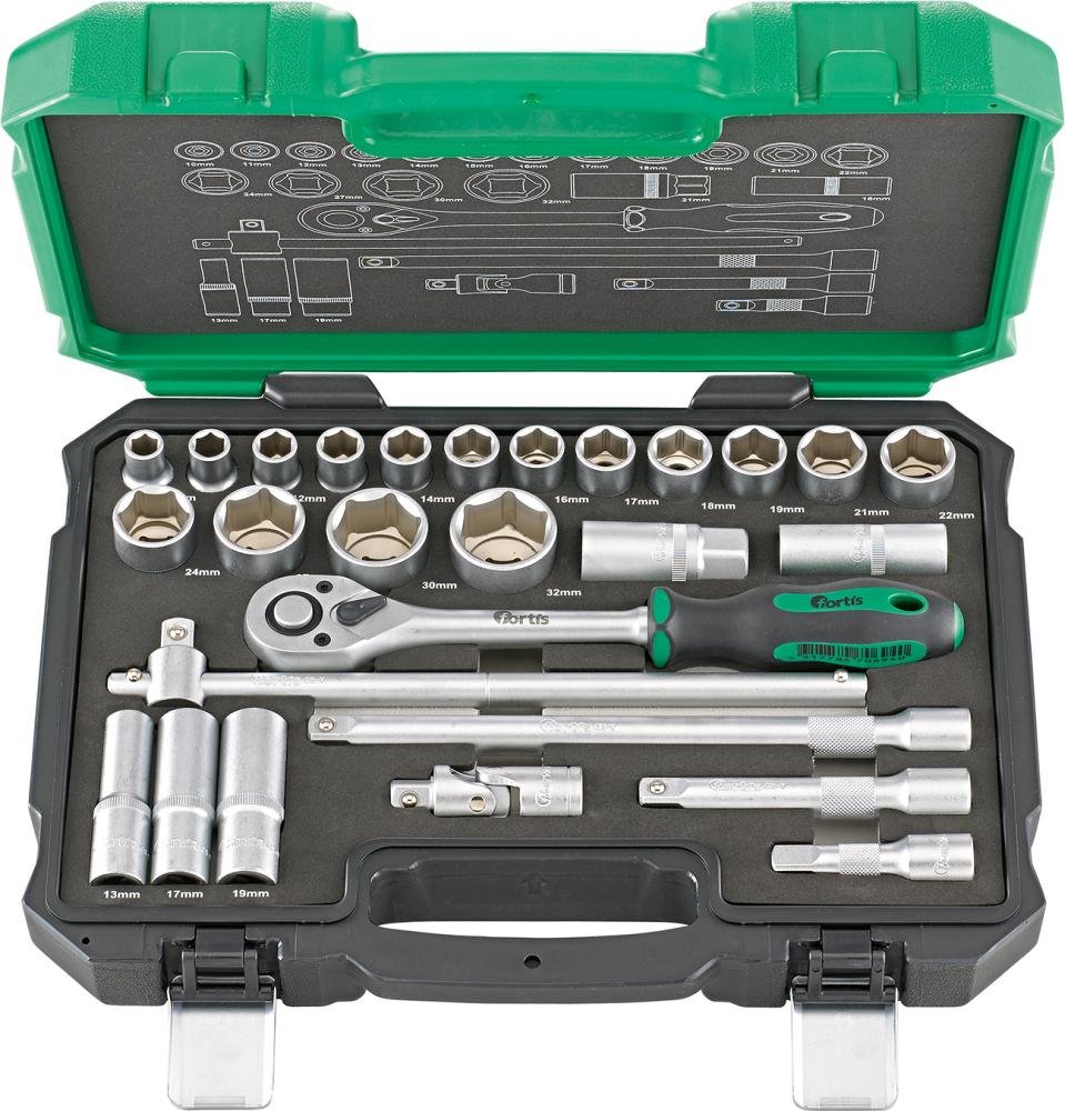 Steckschlüssel-Garnitur 1/2" 27-teilig FORTIS