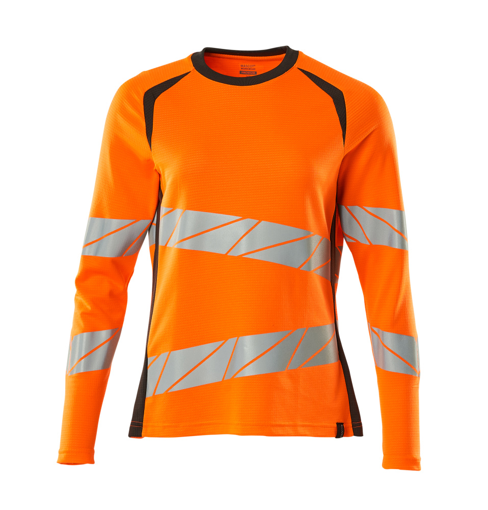 Produktfoto T-Shirt, Langarm, Damenpassform T-shirt Größe 2XLONE, hi-vis orange/dunkelanthrazit