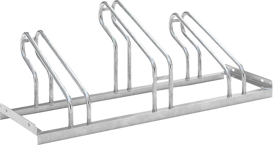 Fahrrad-Bügelparker einseitig, verzinkt L 1050 mm, 3 Plätze Fahrrad-Bügelparker einseitig, verzinkt L 1050 mm, 3 Plätze