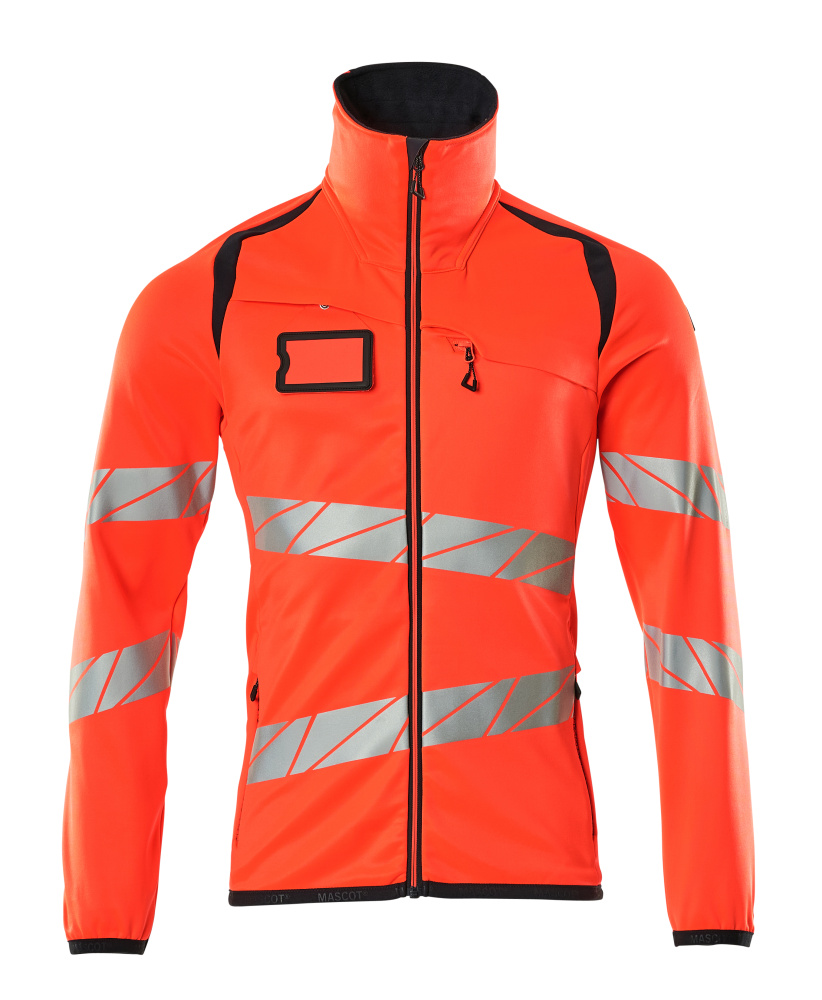 Produktfoto Fleecepullover mit Reißverschluss Microfleecejacke Größe 2XL, Hi-vis rot/schwarzblau