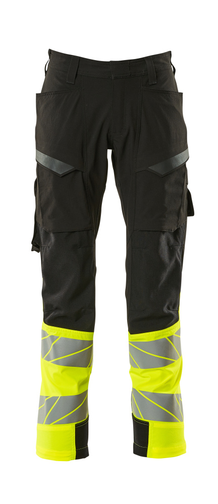 Produktfoto Hose, Schenkeltaschen, ULTIMATE STRETCH Hose Größe 76C46, schwarz/hi-vis gelb