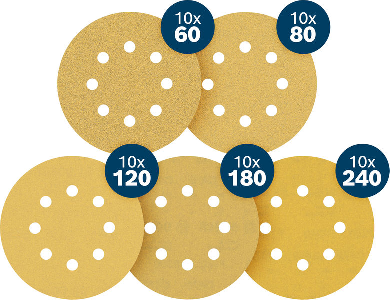 Bosch EXPERT C470 Schleifpapier-Set 125mm, 5 Körnungen, 50-tlg. Produktbild